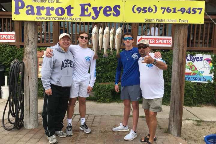 a group of people standing in front of a sign
