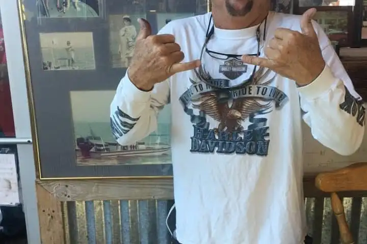 a man sitting on a table